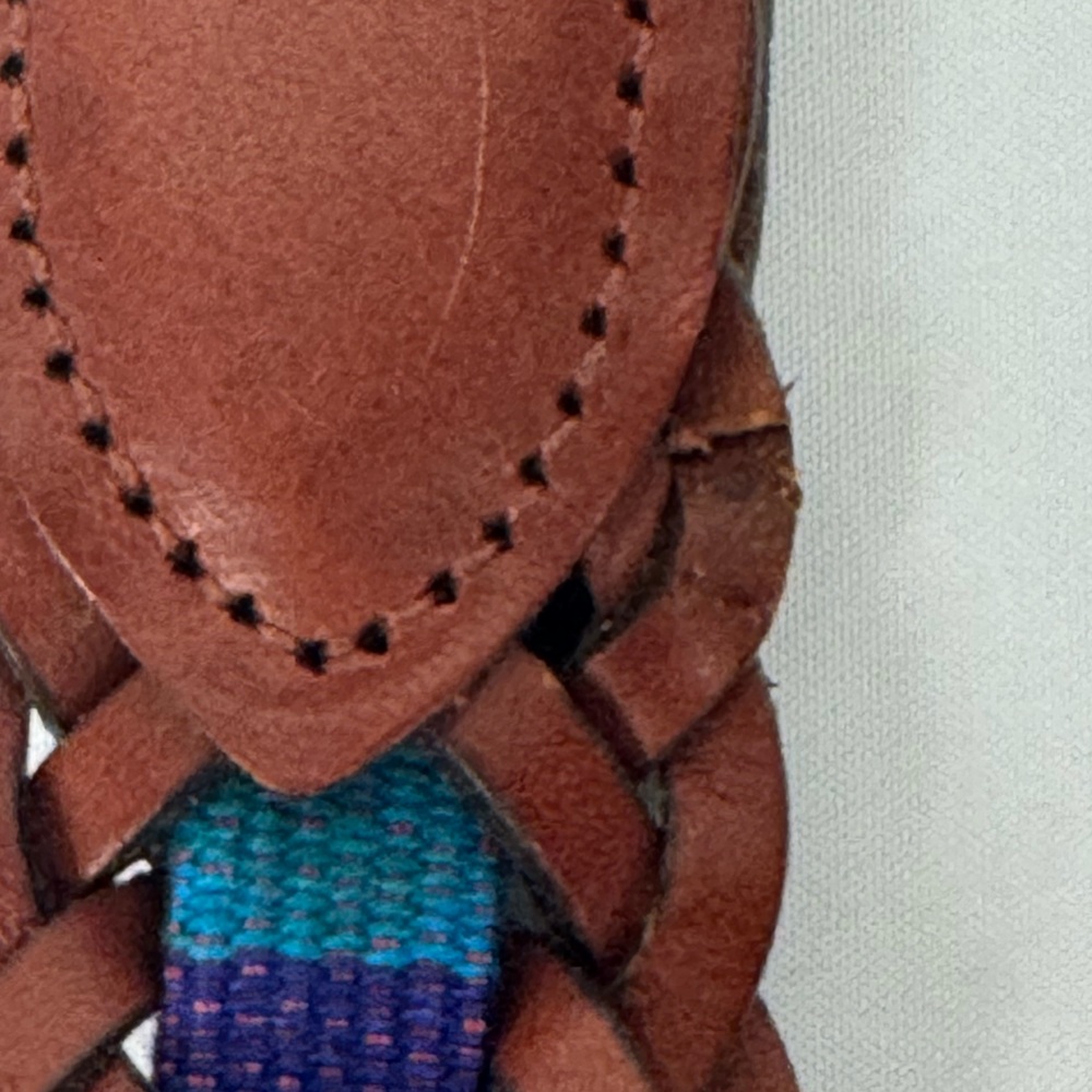 FOSSIL Brown Leather Belt Women’s Size Small Tapestry Casual Inlay - Picture 4 of 10